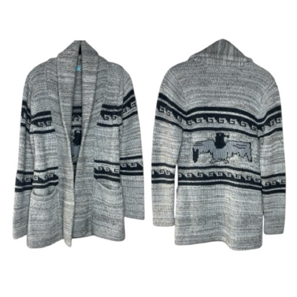 Goddis Tegan Boyfriend Grey Alpaca Cardigan Sweater S/M